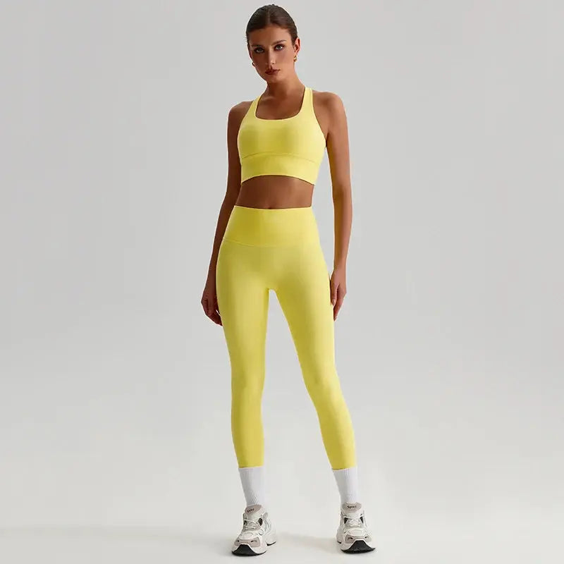Ensemble Yoga Femme 2 Pièces - Soutien-Gorge Dos Croisé et Legging Taille Haute - JYTZ8697