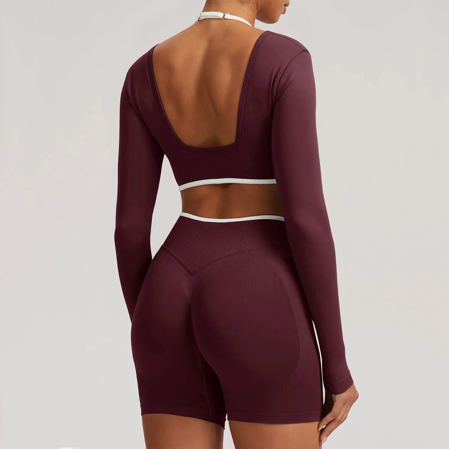 Ensemble Yoga Femme 2 Pièces Sans Couture - Legging Taille Haute et Soutien-Gorge Color Block