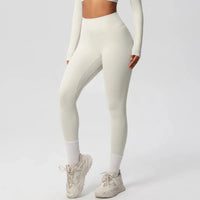 Ensemble Yoga Femme 2 Pièces Sans Manches Col Halter Côtelé Sans Couture - Y3530118