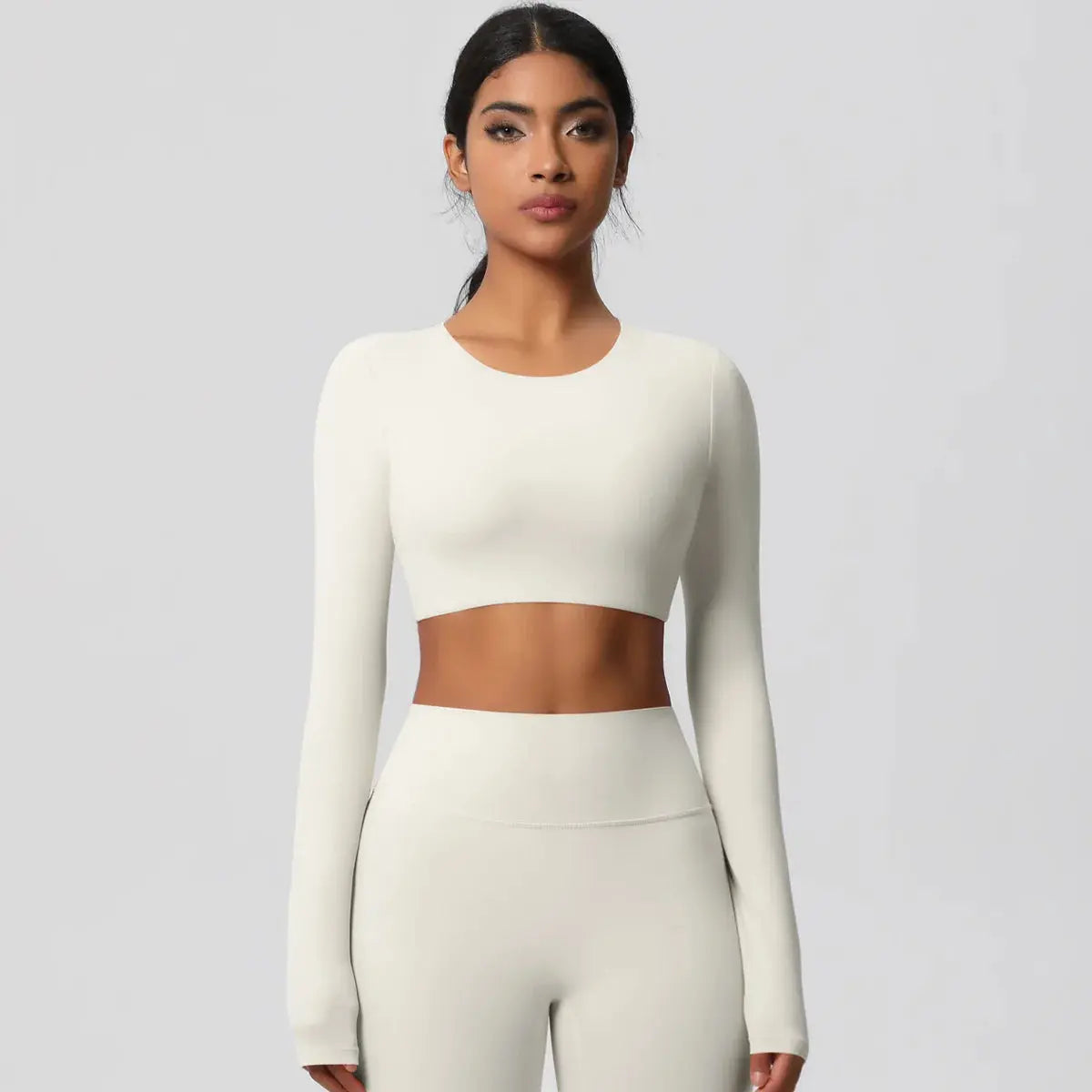 Ensemble Yoga Femme 2 Pièces Sans Manches Col Halter Côtelé Sans Couture - Y3530118
