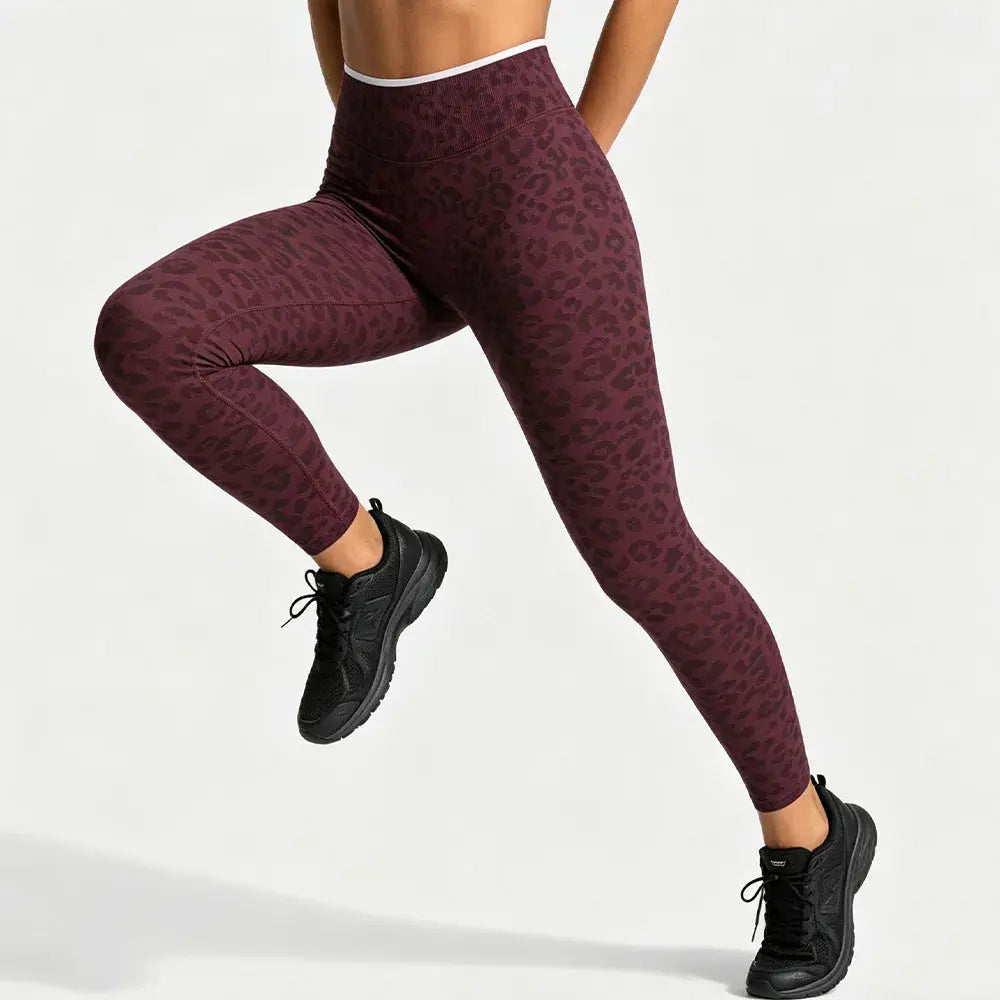 Ensemble Yoga Femme 2 Pièces Bloc Couleur Léopard Sans Couture - New Trend