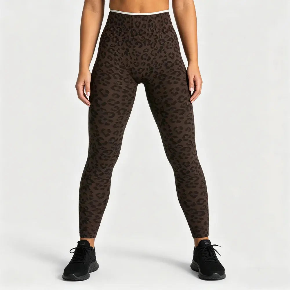 Ensemble Yoga Femme 2 Pièces Bloc Couleur Léopard Sans Couture - New Trend