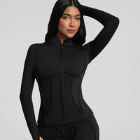 Veste de Sport Femme Premium Manches Longues Fermeture Éclair Col - 25157