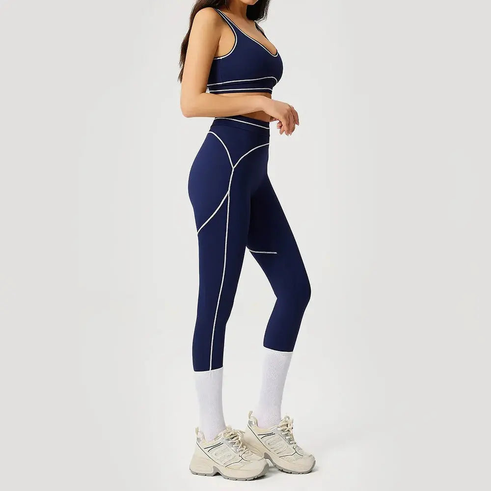Ensemble Yoga Femme 2 Pièces Sans Manches à Bretelles - Dégradé de Couleurs, Séchage Rapide