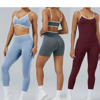 Ensemble Yoga Femme 2 Pièces Sans Couture - Legging Taille Haute et Soutien-Gorge pour Fitness