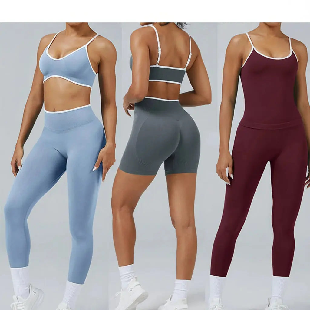 Ensemble Yoga Femme 2 Pièces Sans Couture - Legging Taille Haute et Soutien-Gorge pour Fitness