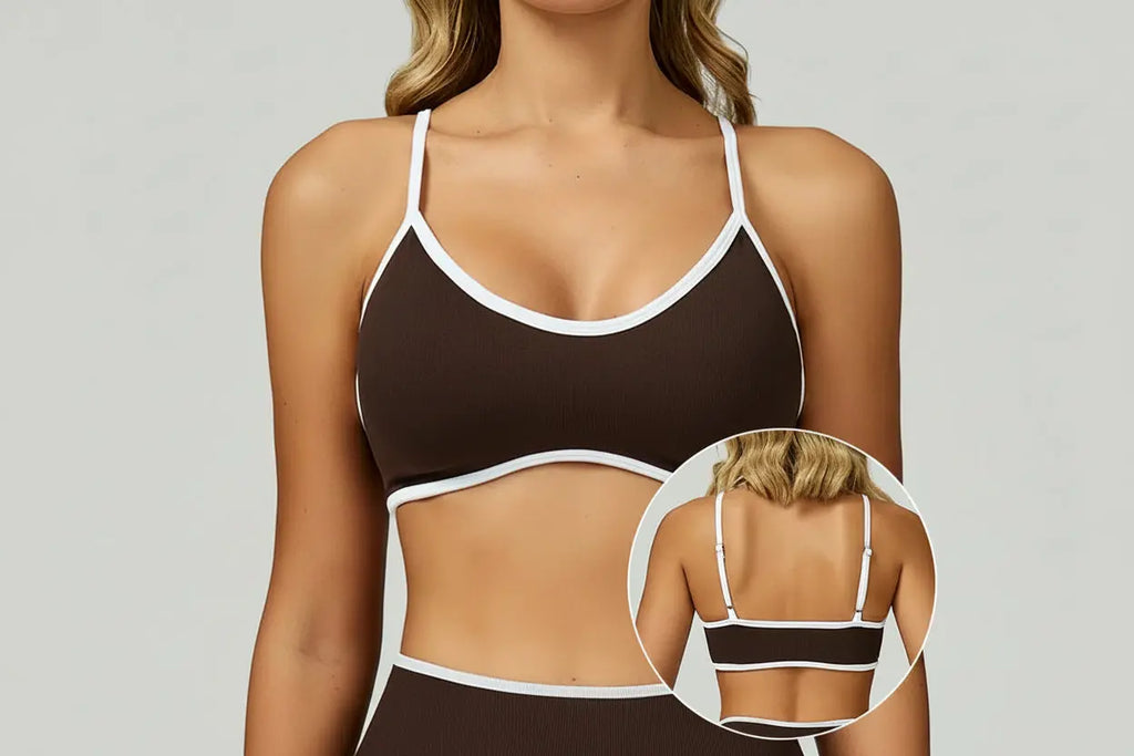 Ensemble Yoga Femme 2 Pièces Sans Couture - Legging Taille Haute et Soutien-Gorge Color Block