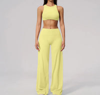 Ensemble Yoga Femme 2 Pièces Dos Nu - Soutien-Gorge et Pantalon Évasé Taille Haute