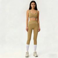 Ensemble Yoga Femme 2 Pièces Sans Manches à Bretelles - Dégradé de Couleurs, Séchage Rapide