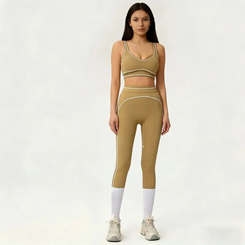Ensemble Yoga Femme 2 Pièces Sans Manches à Bretelles - Dégradé de Couleurs, Séchage Rapide