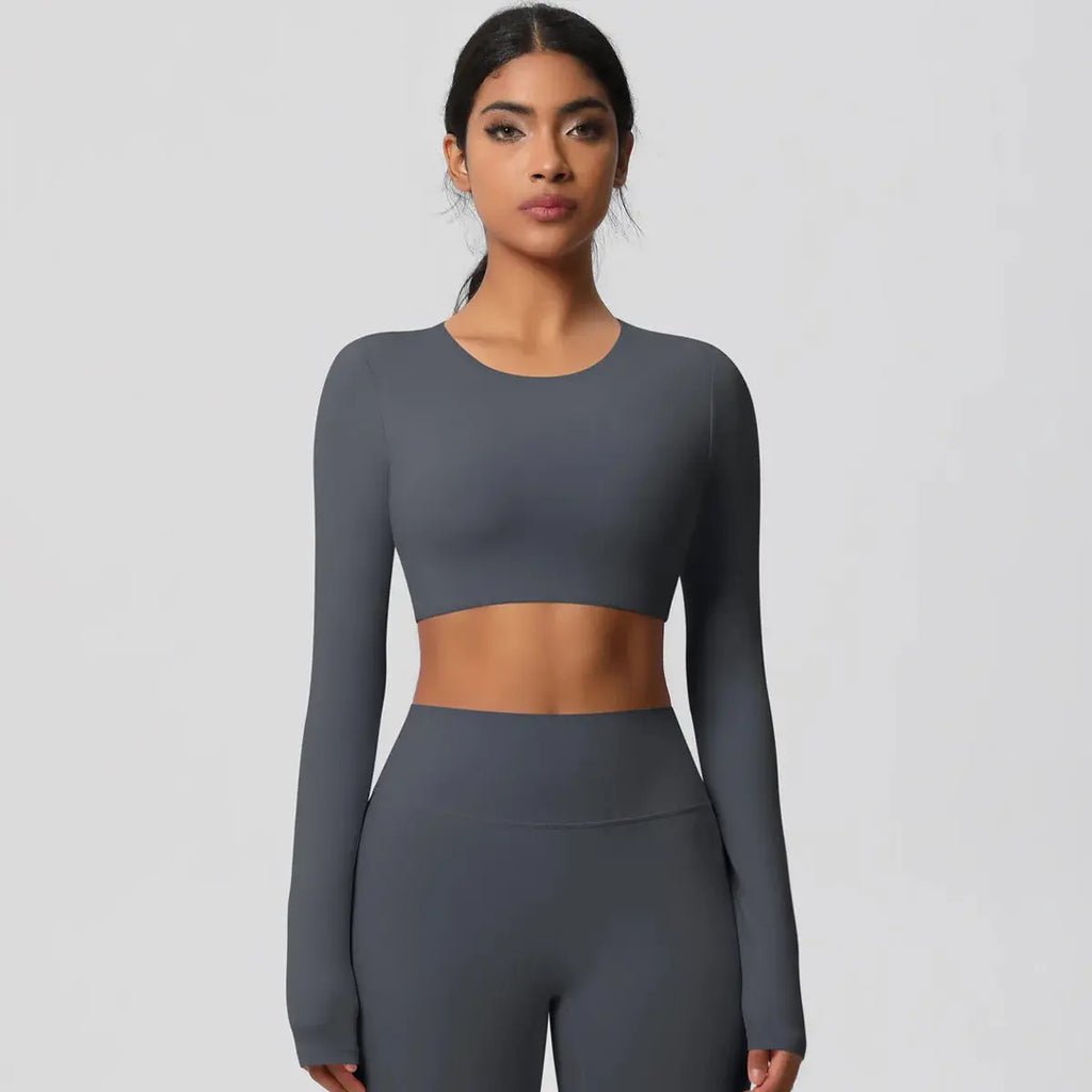 Ensemble Yoga Femme 2 Pièces Sans Manches Col Halter Côtelé Sans Couture - Y3530118