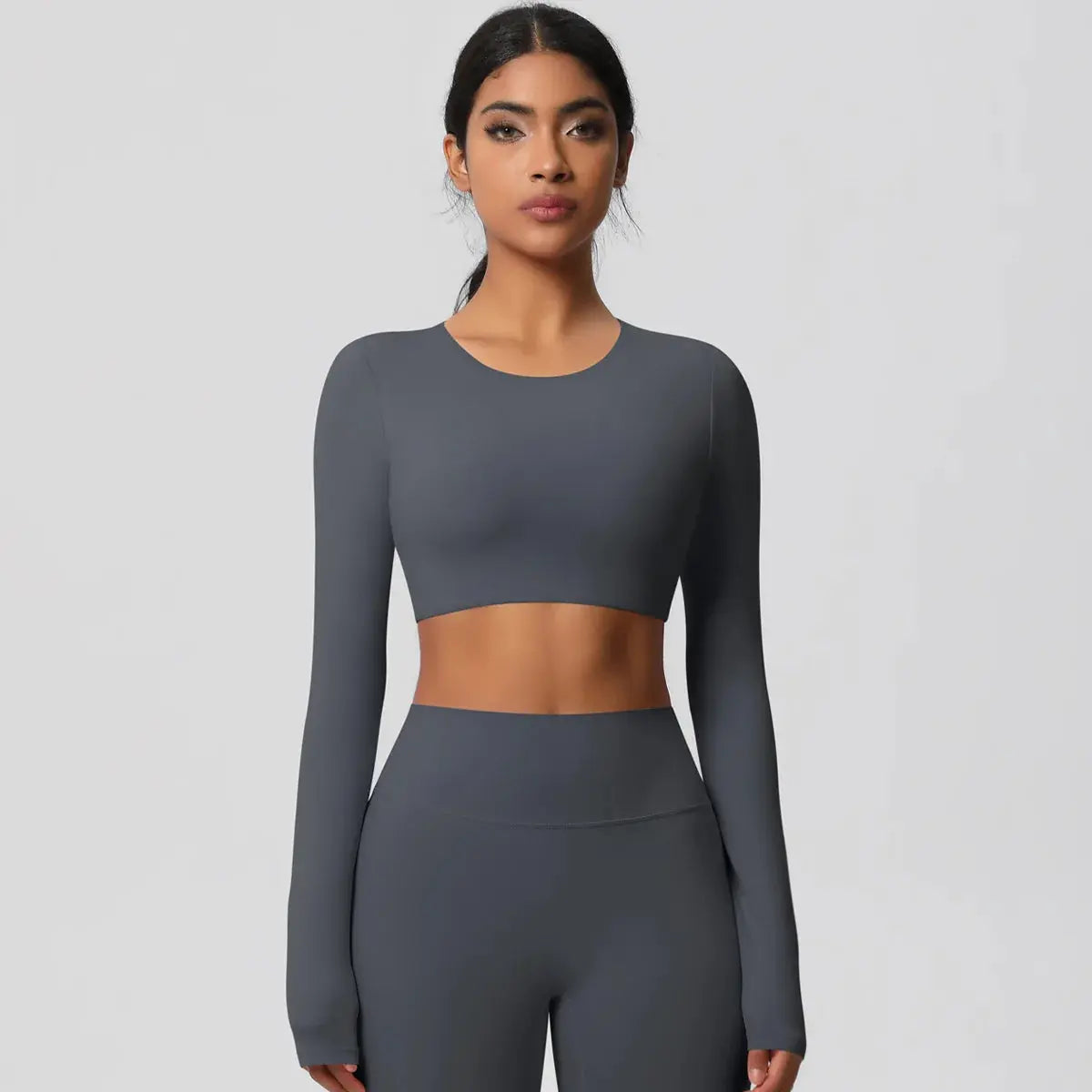 Ensemble Yoga Femme 2 Pièces Sans Manches Col Halter Côtelé Sans Couture - Y3530118