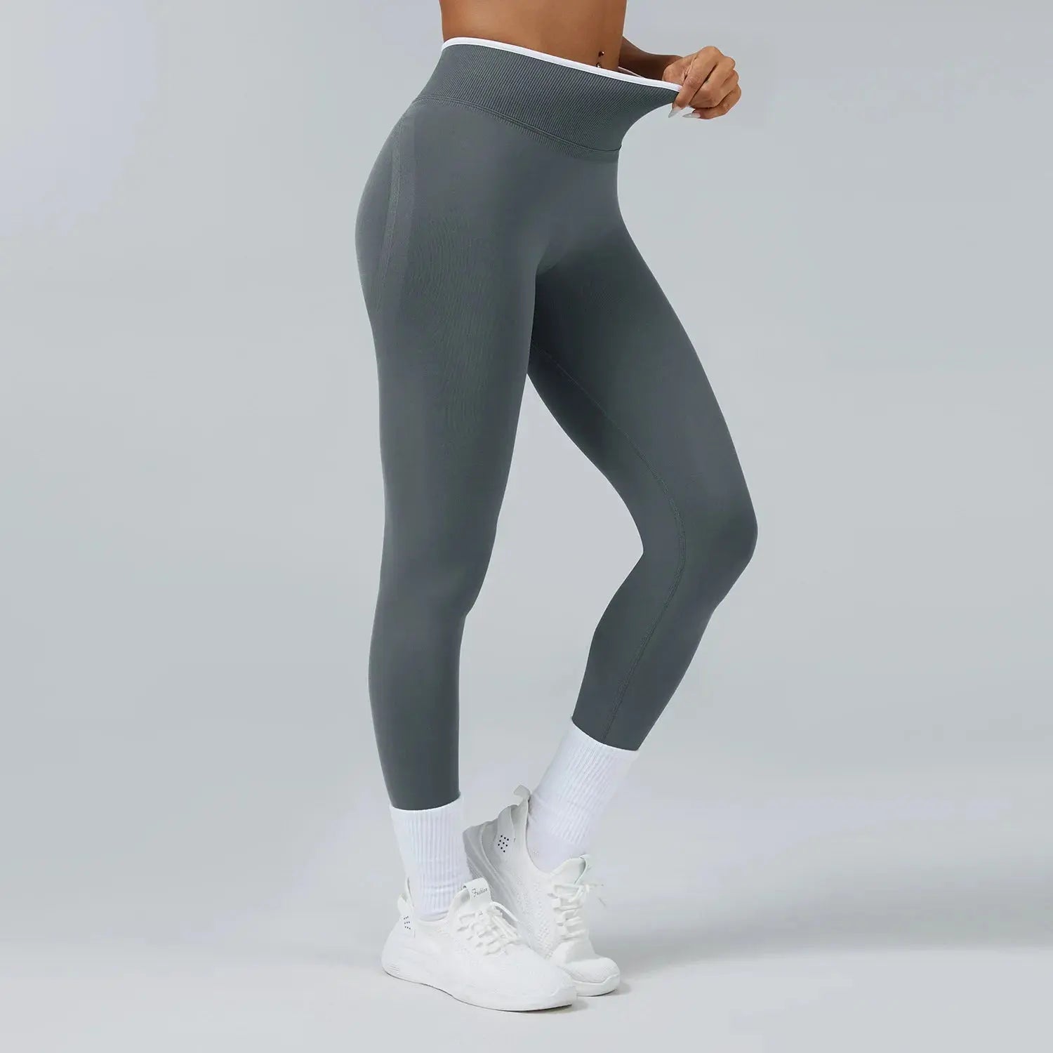 Ensemble Yoga Femme 2 Pièces Sans Couture - Legging Taille Haute et Soutien-Gorge Color Block