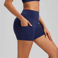 Short de Yoga Femme Taille Haute Poches Latérales Effet Peach Butt Respirant - BM-SR819