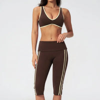 Ensemble Yoga Femme 2 Pièces Taille Haute Bloc Couleur Respirant - TZ3588-2