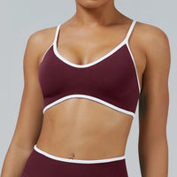 Ensemble Yoga Femme 2 Pièces Sans Couture - Legging Taille Haute et Soutien-Gorge Color Block