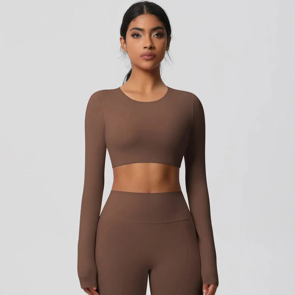 Ensemble Yoga Femme 2 Pièces Sans Manches Col Halter Côtelé Sans Couture - Y3530118