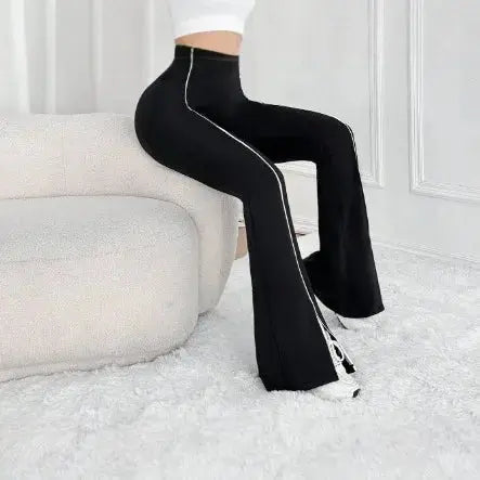 Pantalon Yoga Femme Taille Haute Légèrement Évasé - Compression et Séchage Rapide