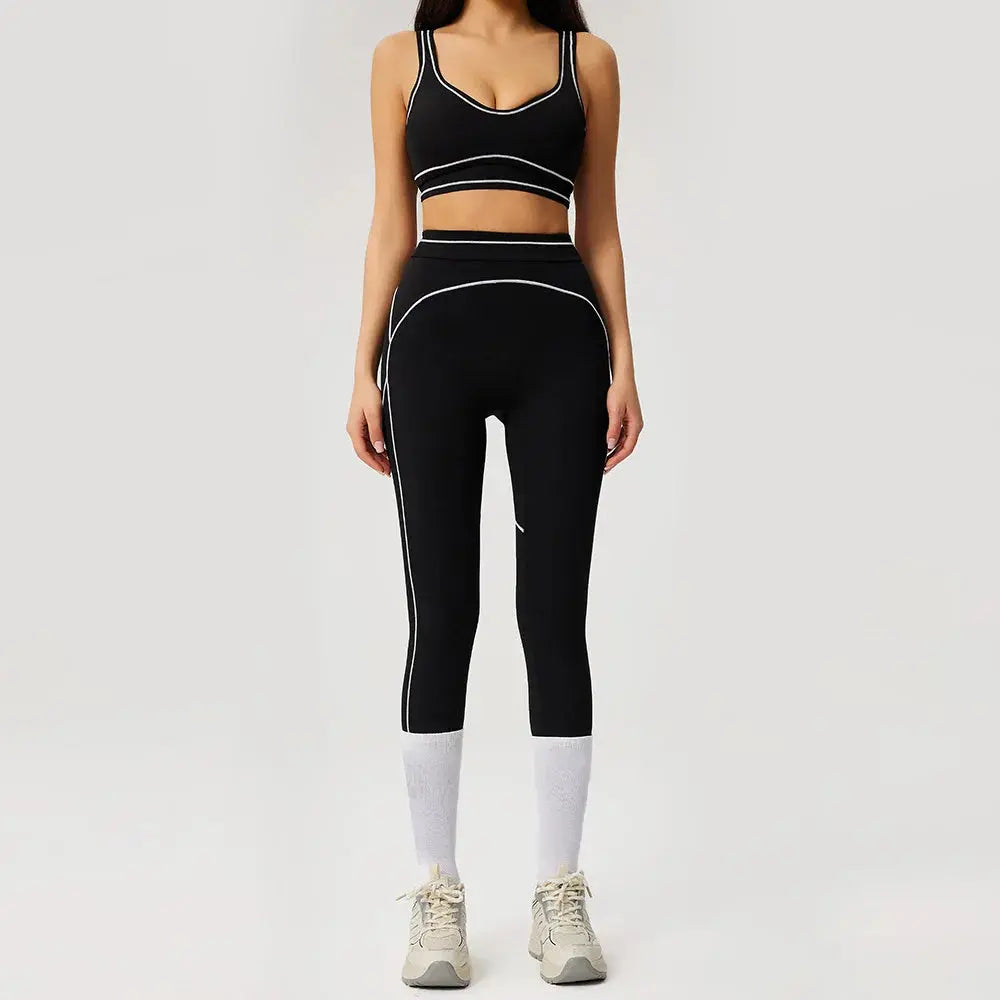 Ensemble Yoga Femme 2 Pièces Sans Manches à Bretelles - Dégradé de Couleurs, Séchage Rapide
