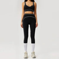Ensemble Yoga Femme 2 Pièces Sans Manches à Bretelles - Dégradé de Couleurs, Séchage Rapide