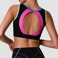 Débardeur Yoga Femme Dos Nu Bloc Couleur Soutien Fort Impact Respirant - BM-T813