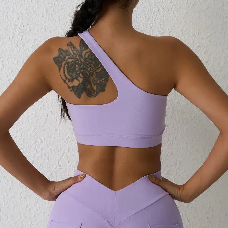 Soutien-Gorge Yoga Femme Une Épaule Sans Couture Maintien Élevé Sangles Y - WX18