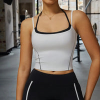 Ensemble Yoga Femme 2 Pièces Sans Manches Taille Haute - Débardeur Col Halter et Short Respirant - DBX5009