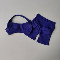 Ensemble Sport Femme 2 Pièces - Soutien-Gorge Col Halter Sans Manches et Short Taille Haute - TZ606