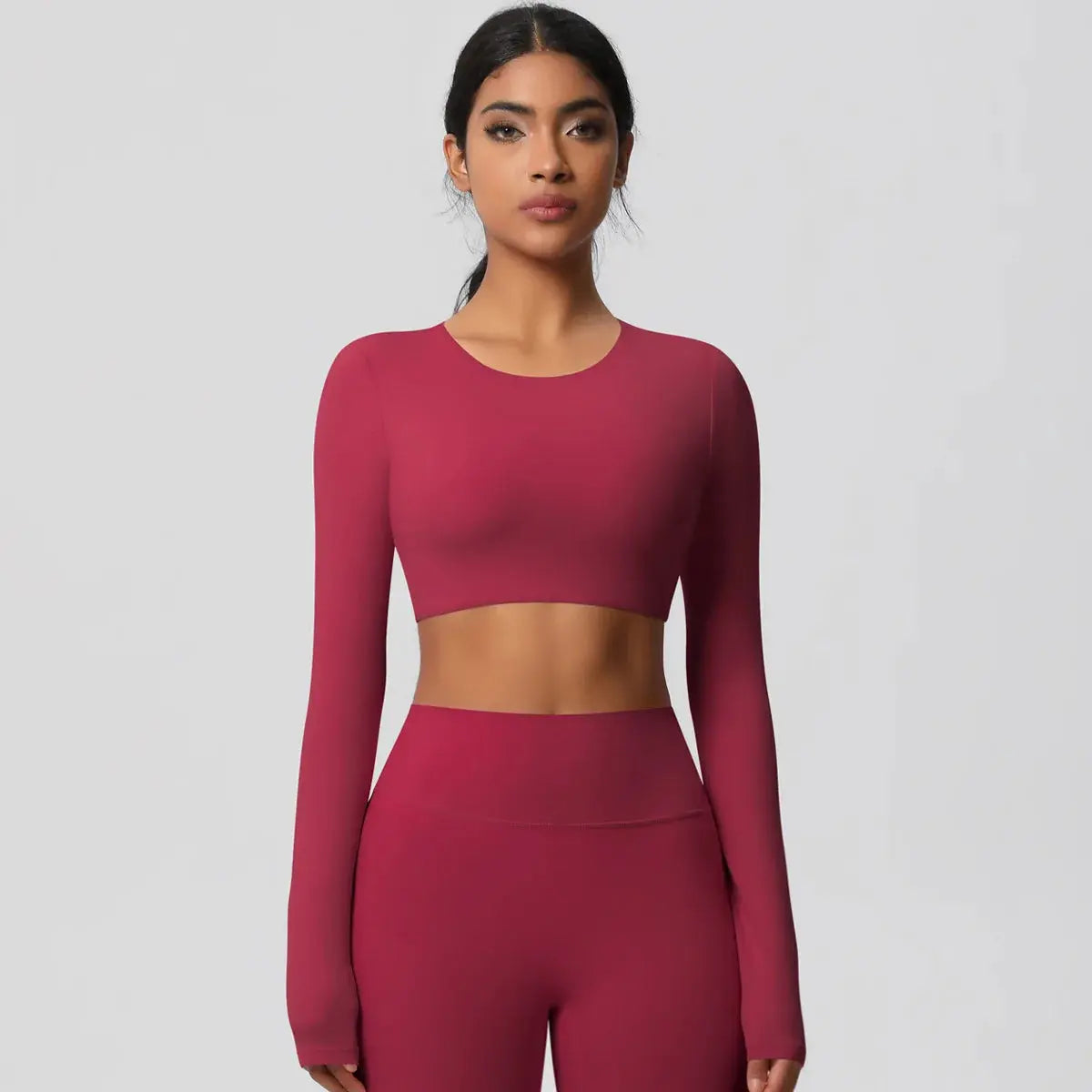 Ensemble Yoga Femme 2 Pièces Sans Manches Col Halter Côtelé Sans Couture - Y3530118