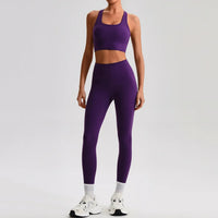 Ensemble Yoga Femme 2 Pièces - Soutien-Gorge Dos Croisé et Legging Taille Haute - JYTZ8697