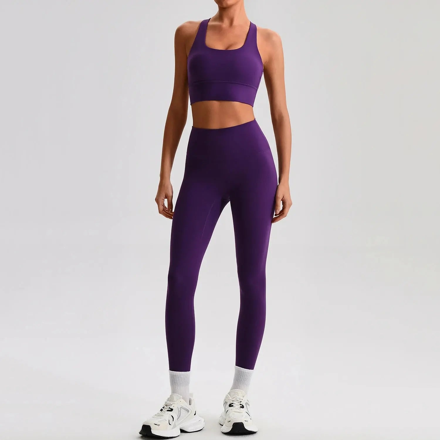 Ensemble Yoga Femme 2 Pièces - Soutien-Gorge Dos Croisé et Legging Taille Haute - JYTZ8697