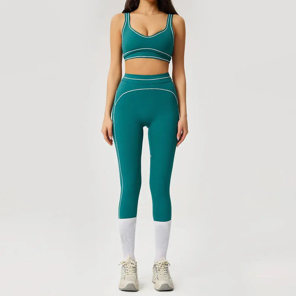 Ensemble Yoga Femme 2 Pièces Sans Manches à Bretelles - Dégradé de Couleurs, Séchage Rapide