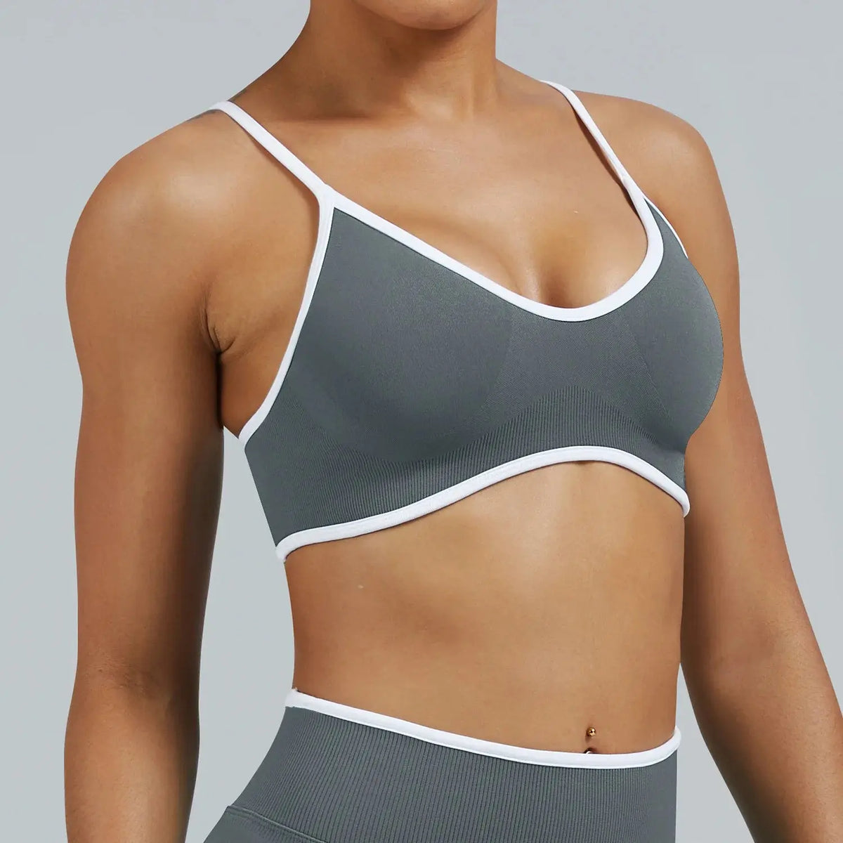 Ensemble Yoga Femme 2 Pièces Sans Couture - Legging Taille Haute et Soutien-Gorge Color Block