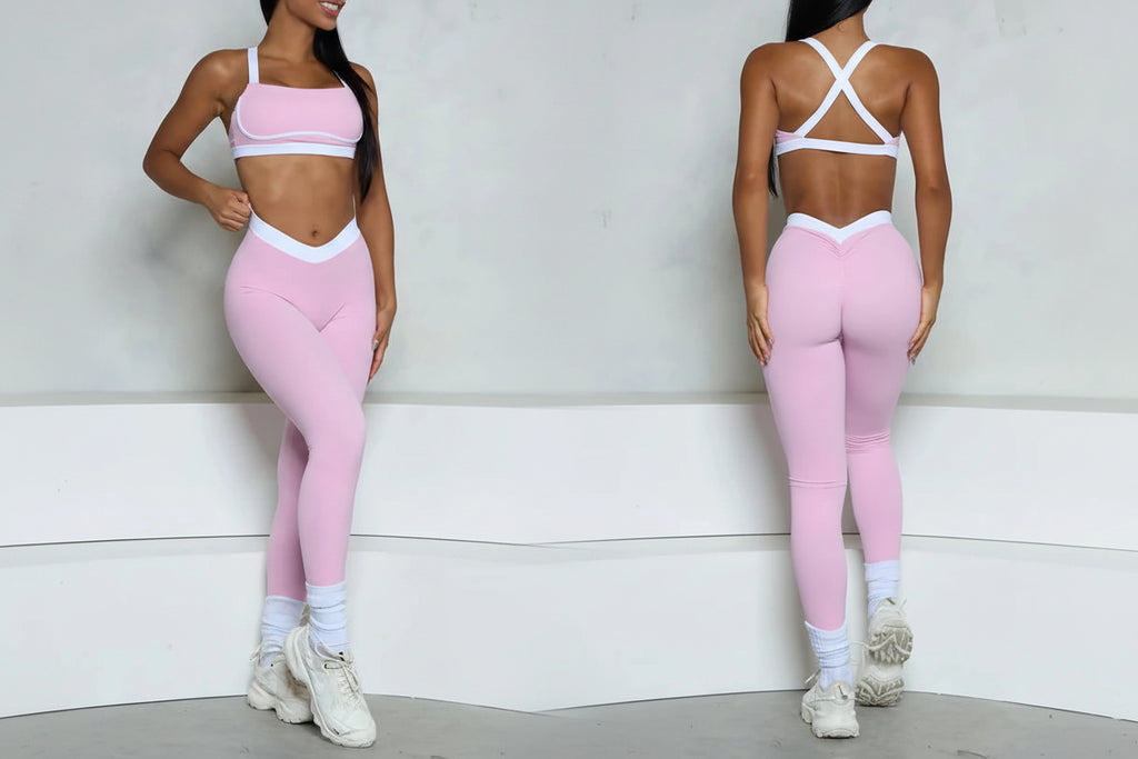 Ensemble Yoga Femme 2 Pièces Léger Imprimé Patchwork - Soutien-Gorge et Legging Taille Haute - MIQI-120878