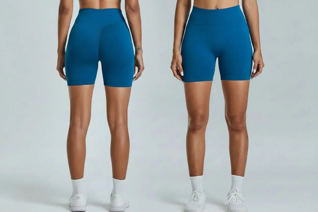 Short de Sport Femme Sans Couture Taille Haute 7,6 cm - Effet Fessier Galbé