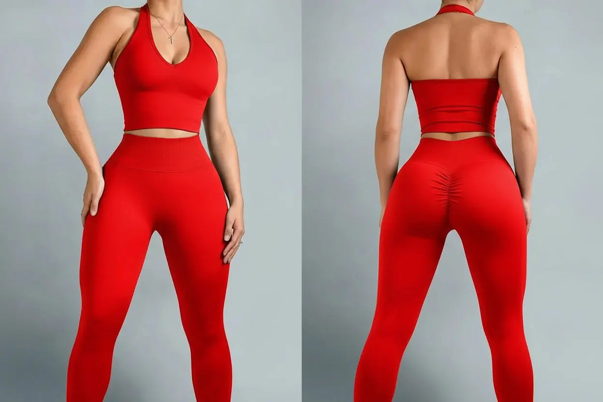 Ensemble Yoga Femme 2 Pièces Sans Manches - Soutien-Gorge Bandeau et Short Taille Haute - Mango-25492