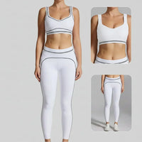 Ensemble Yoga Femme 2 Pièces Sans Couture Dos Nu Halter Bloc Couleur - TZ2512172