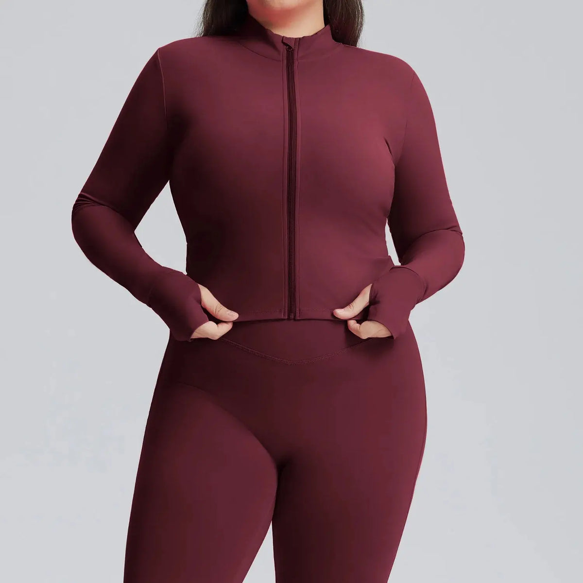 Ensemble Fitness Femme Grande Taille 3 Pièces - Soutien-Gorge, Legging et Veste