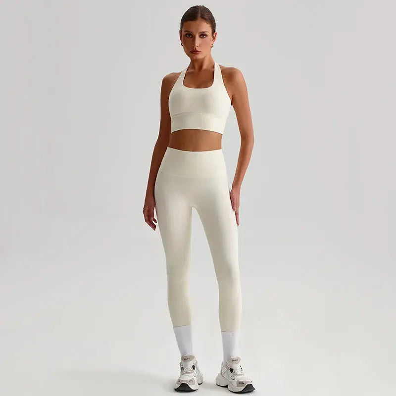 Ensemble Yoga Femme 2 Pièces - Soutien-Gorge Dos Croisé et Legging Taille Haute - JYTZ8697