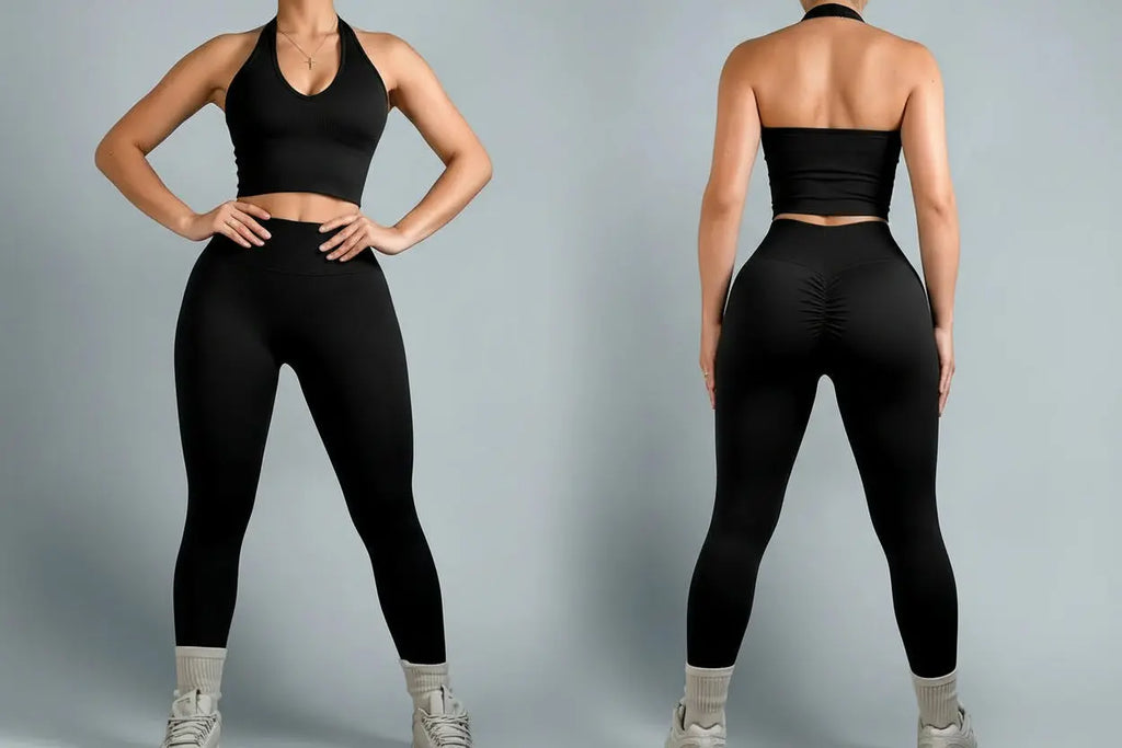 Ensemble Yoga Femme 2 Pièces Sans Manches - Soutien-Gorge Bandeau et Short Taille Haute - Mango-25492
