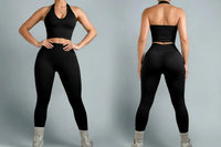 Ensemble Yoga Femme 2 Pièces Sans Manches - Soutien-Gorge Bandeau et Short Taille Haute - Mango-25492