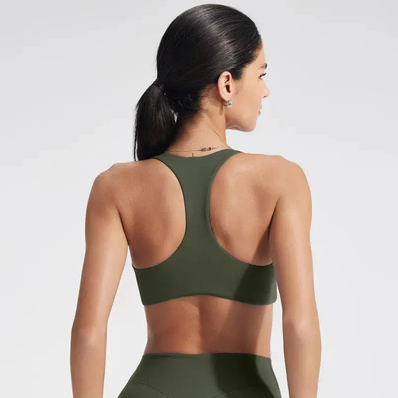 Soutien-Gorge de Sport Femme Sans Couture à Dos Nu - Support Élevé pour Yoga et Fitness