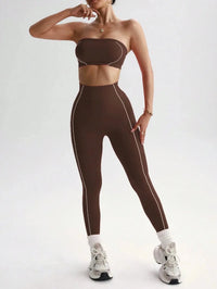 Ensemble Yoga Femme 2 Pièces - Soutien-Gorge Sans Bretelles et Legging Taille Haute