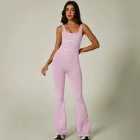 Combinaison Yoga Femme Sans Manches à Col Halter - Coussinets Intégrés et Jambes Évasées - CP003