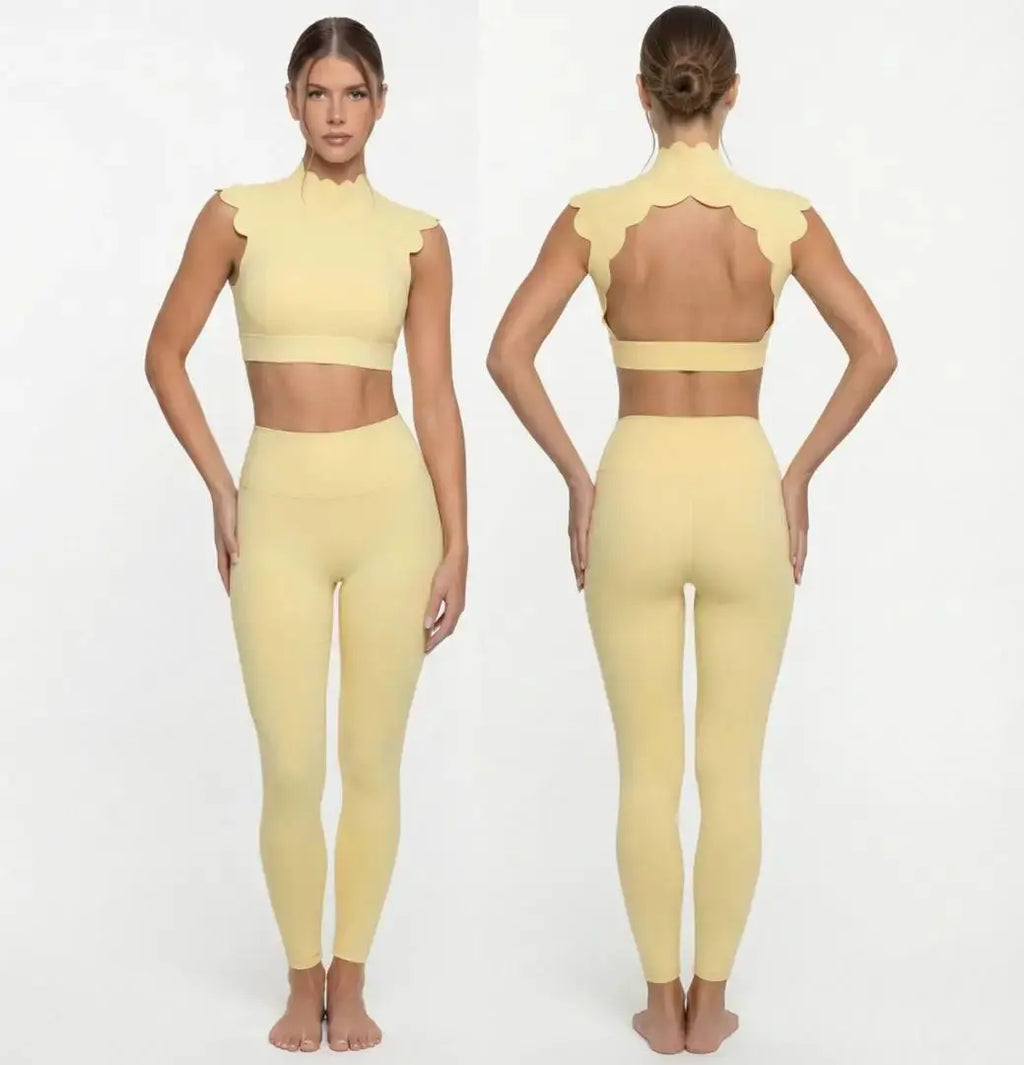 Ensemble Yoga Femme 2 Pièces - Débardeur Dos Nu et Legging Taille Haute - FNK-8807