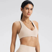 Soutien-Gorge de Sport Femme Sans Couture à Dos Nu - Support Élevé pour Yoga et Fitness