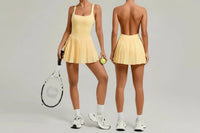Robe de Tennis Femme Dos Nu à Short Intégré - Jupe Plissée