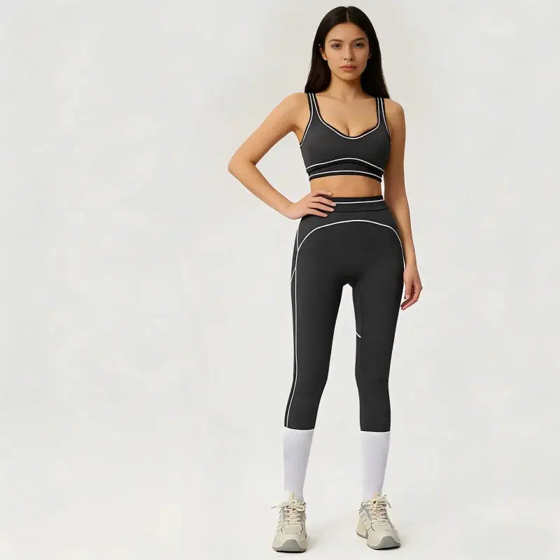 Ensemble Yoga Femme 2 Pièces Sans Manches à Bretelles - Dégradé de Couleurs, Séchage Rapide