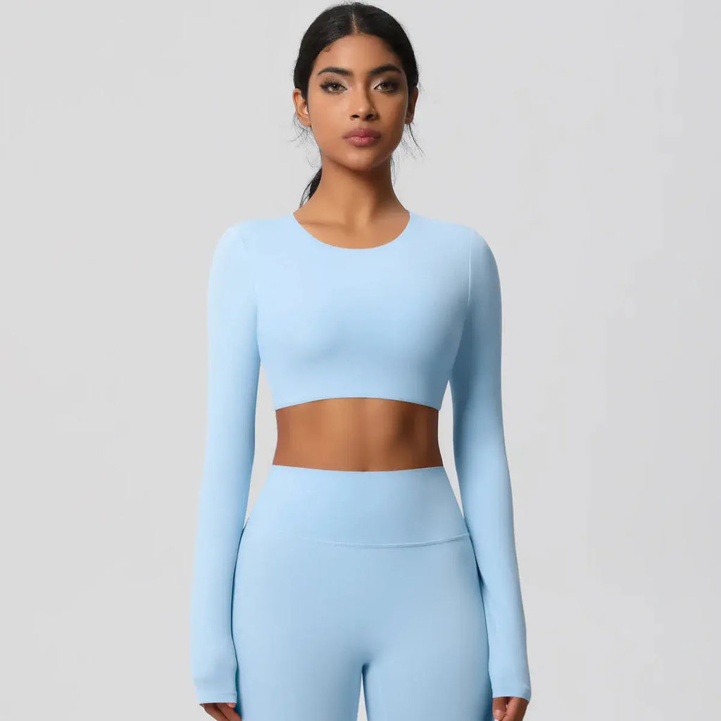 Ensemble Yoga Femme 2 Pièces Sans Manches Col Halter Côtelé Sans Couture - Y3530118