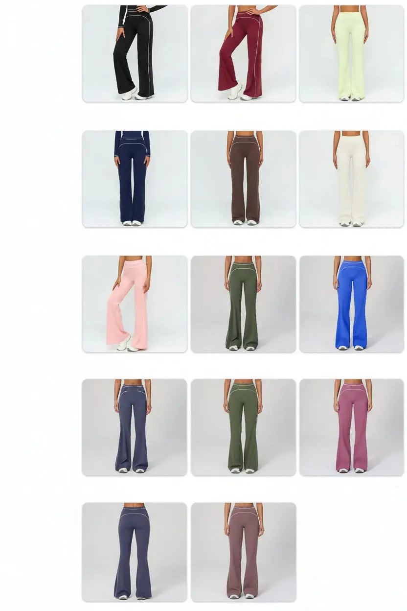 Ensemble Fitness Femme Color Block Sans Manches - Dos Nu et Pantalon Évasé